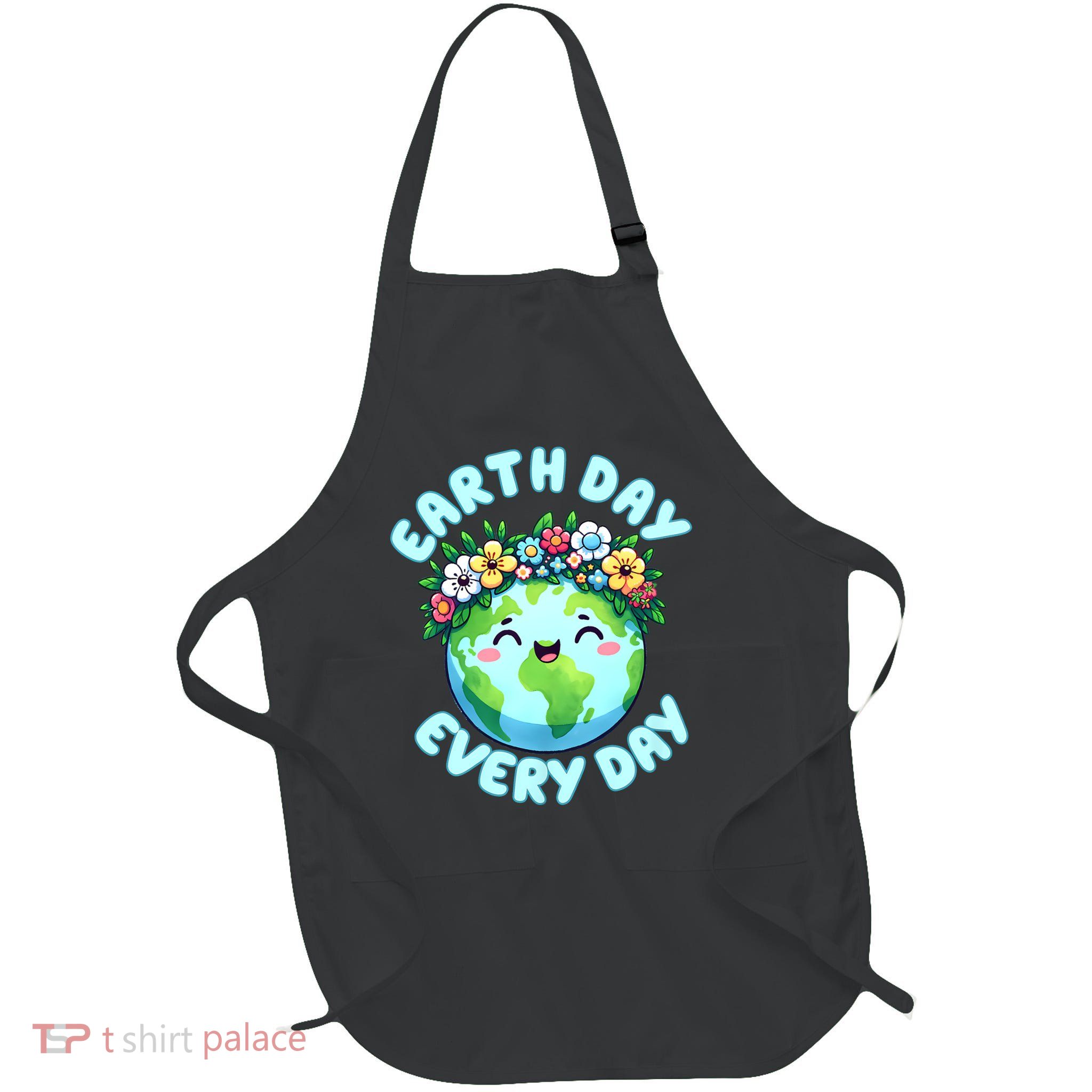 Earth Day Everyday Cute Earth Wearing Flowers Crown (1) Apron