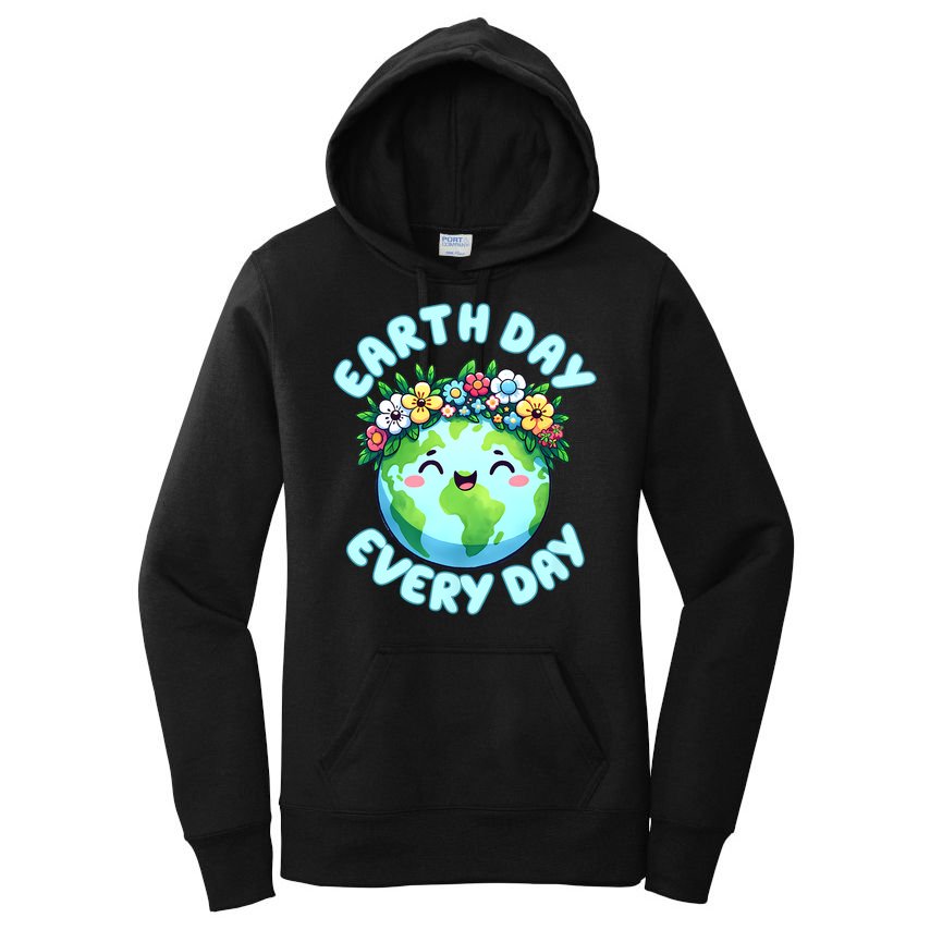 Earth Day Everyday Cute Earth Wearing Flowers Crown (1) Women's Pullover Hoodie
