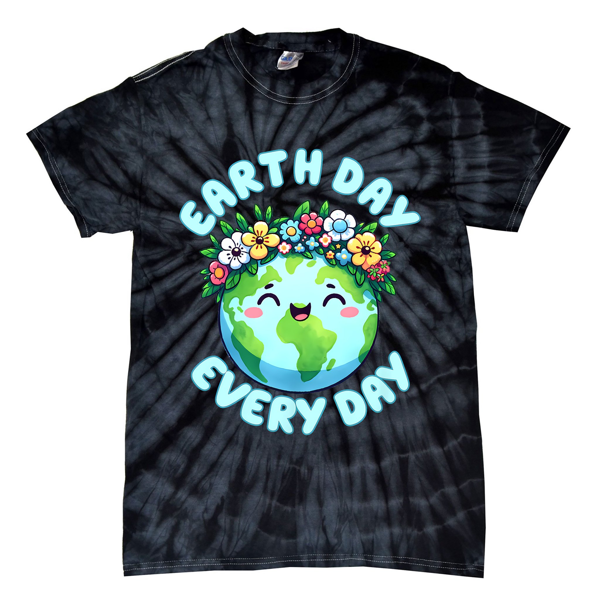 Earth Day Everyday Cute Earth Wearing Flowers Crown (1) Tie-Dye T-Shirt