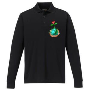 Earth Day Everyday Plant More Trees Save Our Climate Change Great Gift Performance Long Sleeve Polo