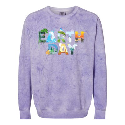 Earth Day Environmental Protection Save Tree & Animals Colorblast Crewneck Sweatshirt