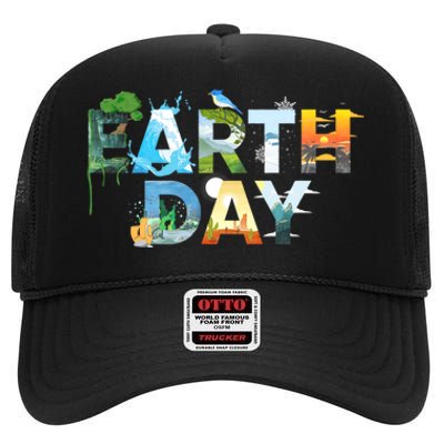 Earth Day Environmental Protection Save Tree & Animals High Crown Mesh Back Trucker Hat