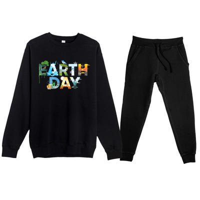 Earth Day Environmental Protection Save Tree & Animals Premium Crewneck Sweatsuit Set