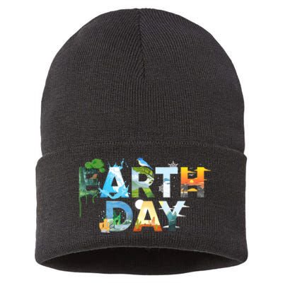 Earth Day Environmental Protection Save Tree & Animals Sustainable Knit Beanie