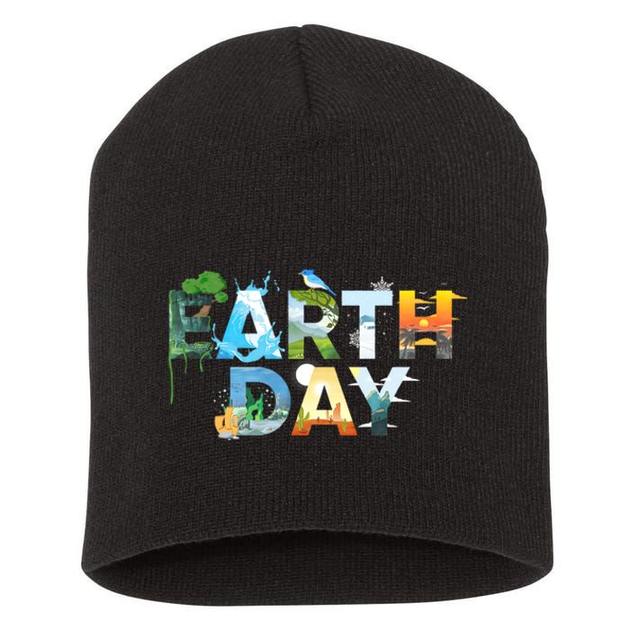 Earth Day Environmental Protection Save Tree & Animals Short Acrylic Beanie