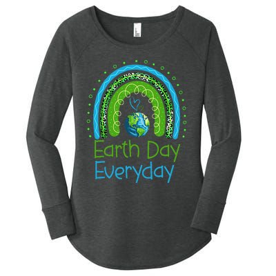 Earth Day Everyday Rainbow Design Earth Day Women's Perfect Tri Tunic Long Sleeve Shirt