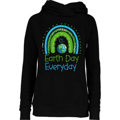 Earth Day Everyday Rainbow Design Earth Day Womens Funnel Neck Pullover Hood