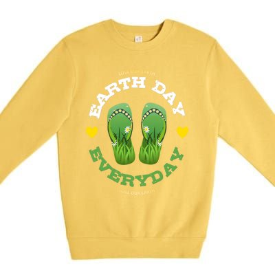 Earth Day Everyday Love Our Earth Green Flip Flop Gift Premium Crewneck Sweatshirt