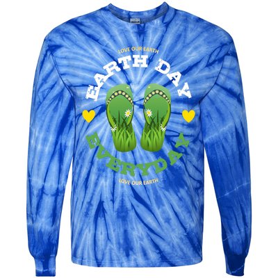 Earth Day Everyday Love Our Earth Green Flip Flop Gift Tie-Dye Long Sleeve Shirt