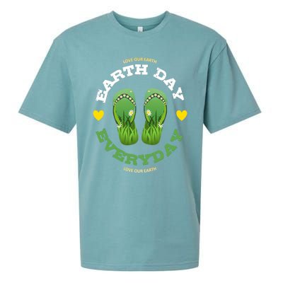 Earth Day Everyday Love Our Earth Green Flip Flop Gift Sueded Cloud Jersey T-Shirt