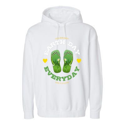 Earth Day Everyday Love Our Earth Green Flip Flop Gift Garment-Dyed Fleece Hoodie