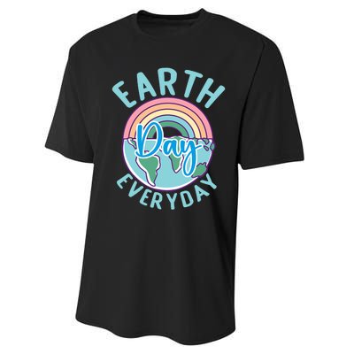 Earth Day Everyday Rainbow Heart Teacher Performance Sprint T-Shirt