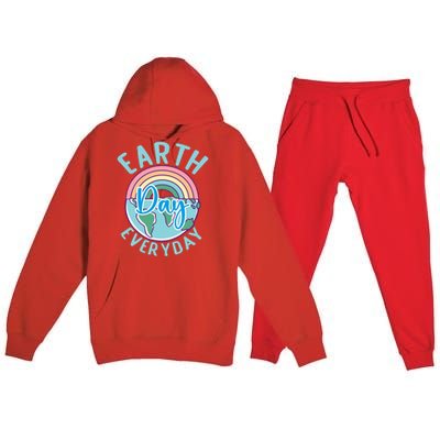 Earth Day Everyday Rainbow Heart Teacher Premium Hooded Sweatsuit Set