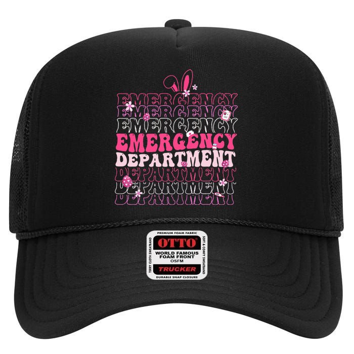 Emergency Department Er Nurse Bunny High Crown Mesh Back Trucker Hat