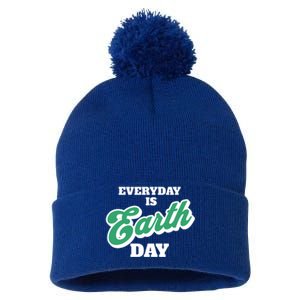 Earth Day Everyday Day Is Earth Day Climate Change Planet Meaningful Gift Pom Pom 12in Knit Beanie