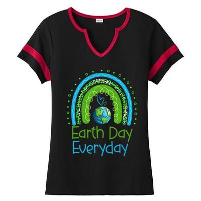 Earth Day Everyday Rainbow Design Earth Day Ladies Halftime Notch Neck Tee