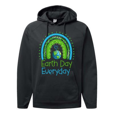 Earth Day Everyday Rainbow Design Earth Day Performance Fleece Hoodie