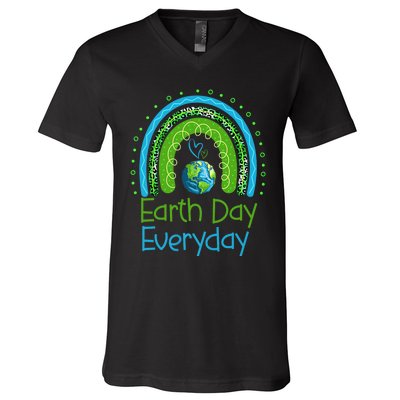 Earth Day Everyday Rainbow Design Earth Day V-Neck T-Shirt