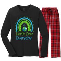 Earth Day Everyday Rainbow Design Earth Day Women's Long Sleeve Flannel Pajama Set 