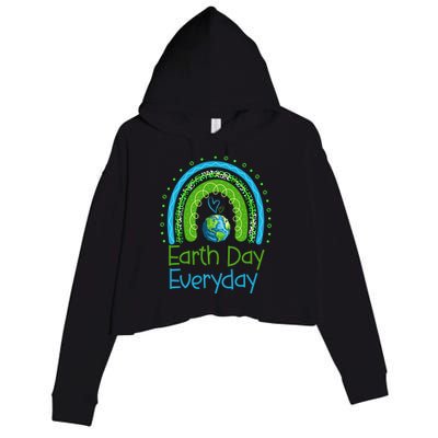 Earth Day Everyday Rainbow Design Earth Day Crop Fleece Hoodie