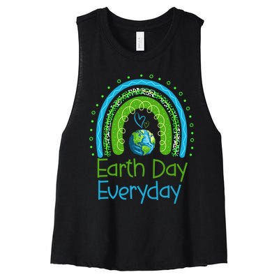 Earth Day Everyday Rainbow Design Earth Day Women's Racerback Cropped Tank