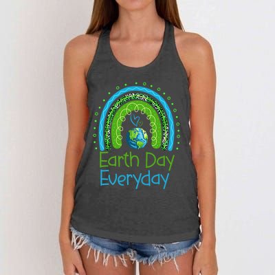 Earth Day Everyday Rainbow Design Earth Day Women's Knotted Racerback Tank