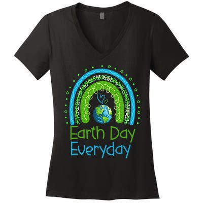 Earth Day Everyday Rainbow Design Earth Day Women's V-Neck T-Shirt