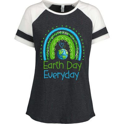 Earth Day Everyday Rainbow Design Earth Day Enza Ladies Jersey Colorblock Tee