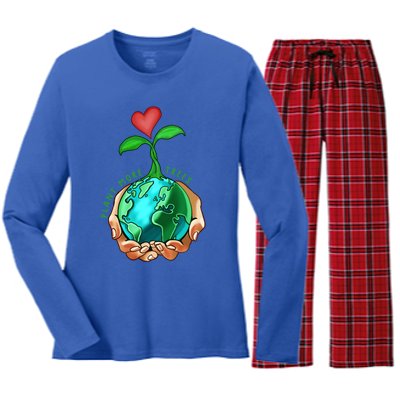 Earth Day Everyday Plant More Trees Save Our Climate Change Cool Gift Women's Long Sleeve Flannel Pajama Set 