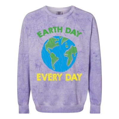 Earth Day Everyday Save Planet Nature Love Environtal Cute Gift Colorblast Crewneck Sweatshirt