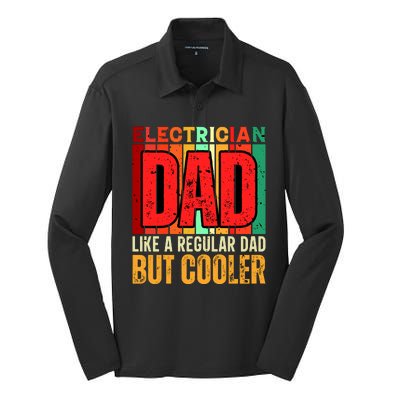 Electrician Dad Silk Touch Performance Long Sleeve Polo