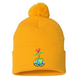 Earth Day Every Day Happy Earth Day 2024 Pom Pom 12in Knit Beanie