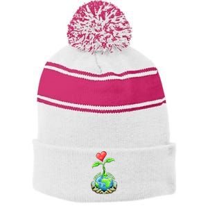 Earth Day Every Day Happy Earth Day 2024 Stripe Pom Pom Beanie