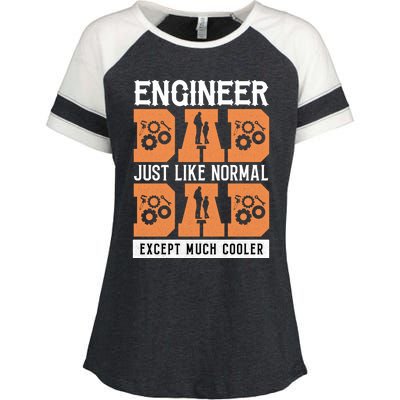 Engineer Dad Except Much Cooler Funny Gift Enza Ladies Jersey Colorblock Tee