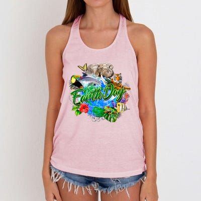 Earth Day Women's Knotted Racerback Tank