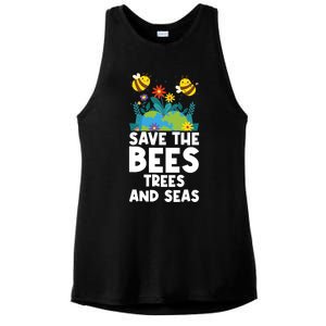 Earth Day Environtal Save The Bees Trees And Seas Gift Ladies PosiCharge Tri-Blend Wicking Tank