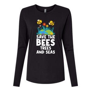 Earth Day Environtal Save The Bees Trees And Seas Gift Womens Cotton Relaxed Long Sleeve T-Shirt