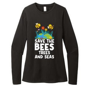 Earth Day Environtal Save The Bees Trees And Seas Gift Womens CVC Long Sleeve Shirt