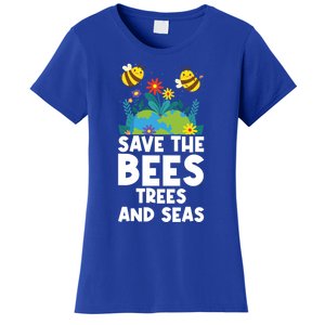 Earth Day Environtal Save The Bees Trees And Seas Gift Women's T-Shirt