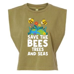 Earth Day Environtal Save The Bees Trees And Seas Gift Garment-Dyed Women's Muscle Tee