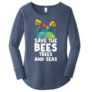 Earth Day Environtal Save The Bees Trees And Seas Gift Women's Perfect Tri Tunic Long Sleeve Shirt