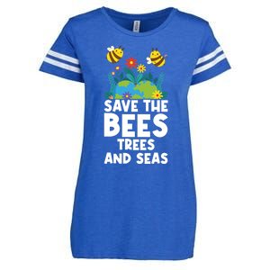 Earth Day Environtal Save The Bees Trees And Seas Gift Enza Ladies Jersey Football T-Shirt