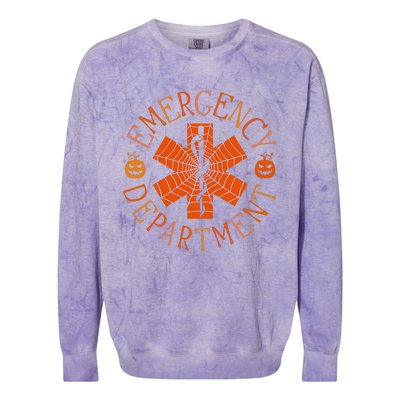 Emergency Department Er Nurse Halloween Emergency Room Tech Colorblast Crewneck Sweatshirt