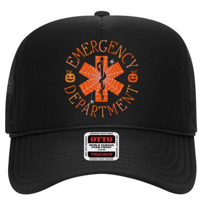 Emergency Department Er Nurse Halloween Emergency Room Tech High Crown Mesh Back Trucker Hat