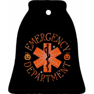 Emergency Department Er Nurse Halloween Emergency Room Tech Ceramic Bell Ornament