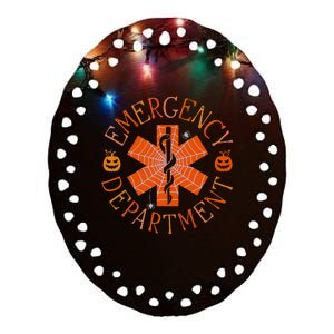 Emergency Department Er Nurse Halloween Emergency Room Tech Ceramic Oval Ornament