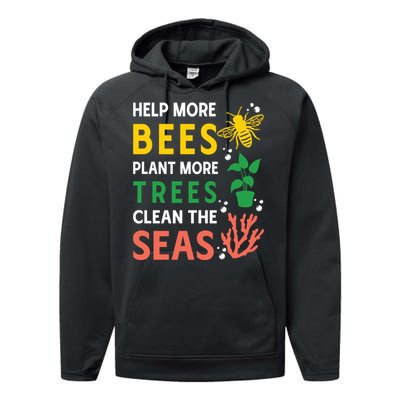 Earth Day Environmental Message Performance Fleece Hoodie