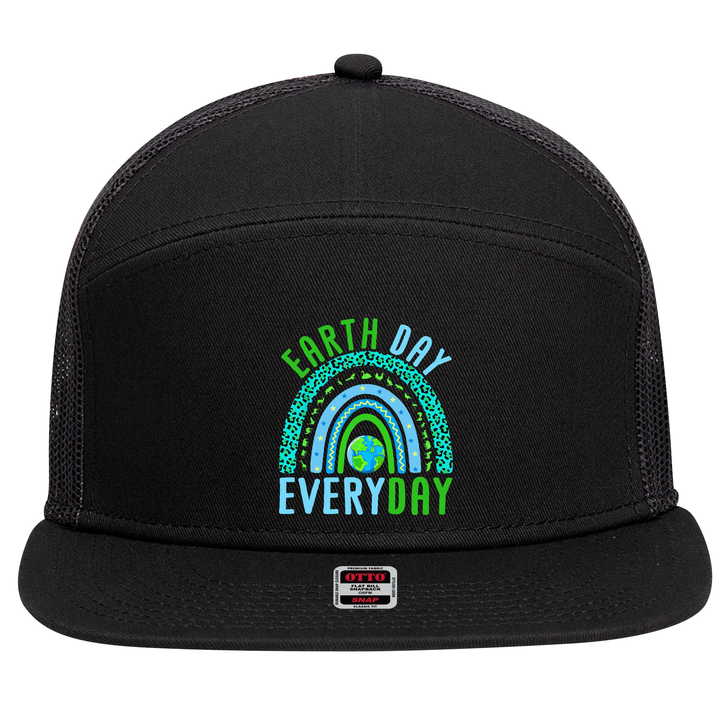 Earth Day Everyday Rainbow Design Earth Day 7 Panel Mesh Trucker Snapback Hat