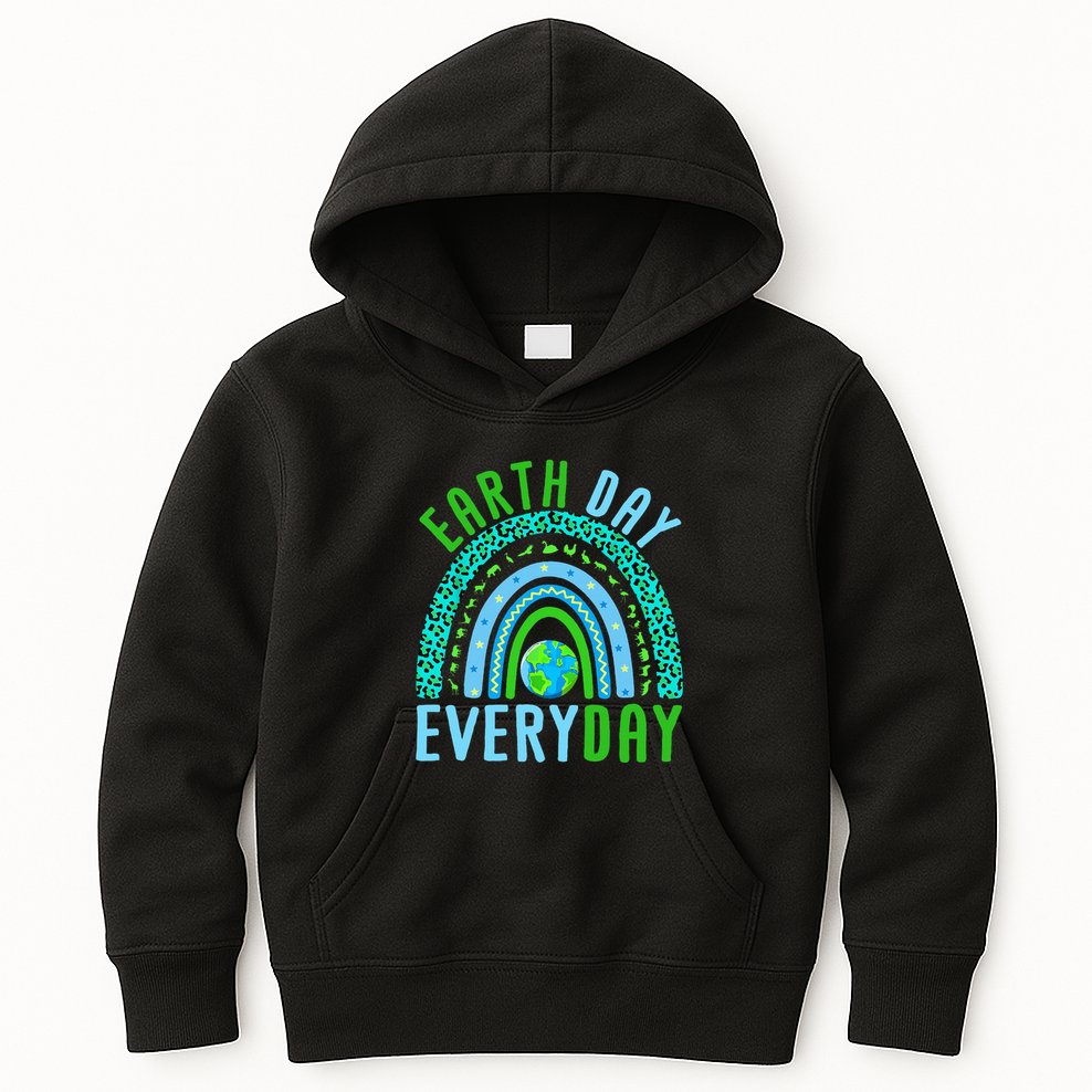 Earth Day Everyday Rainbow Design Earth Day Kids Hoodie