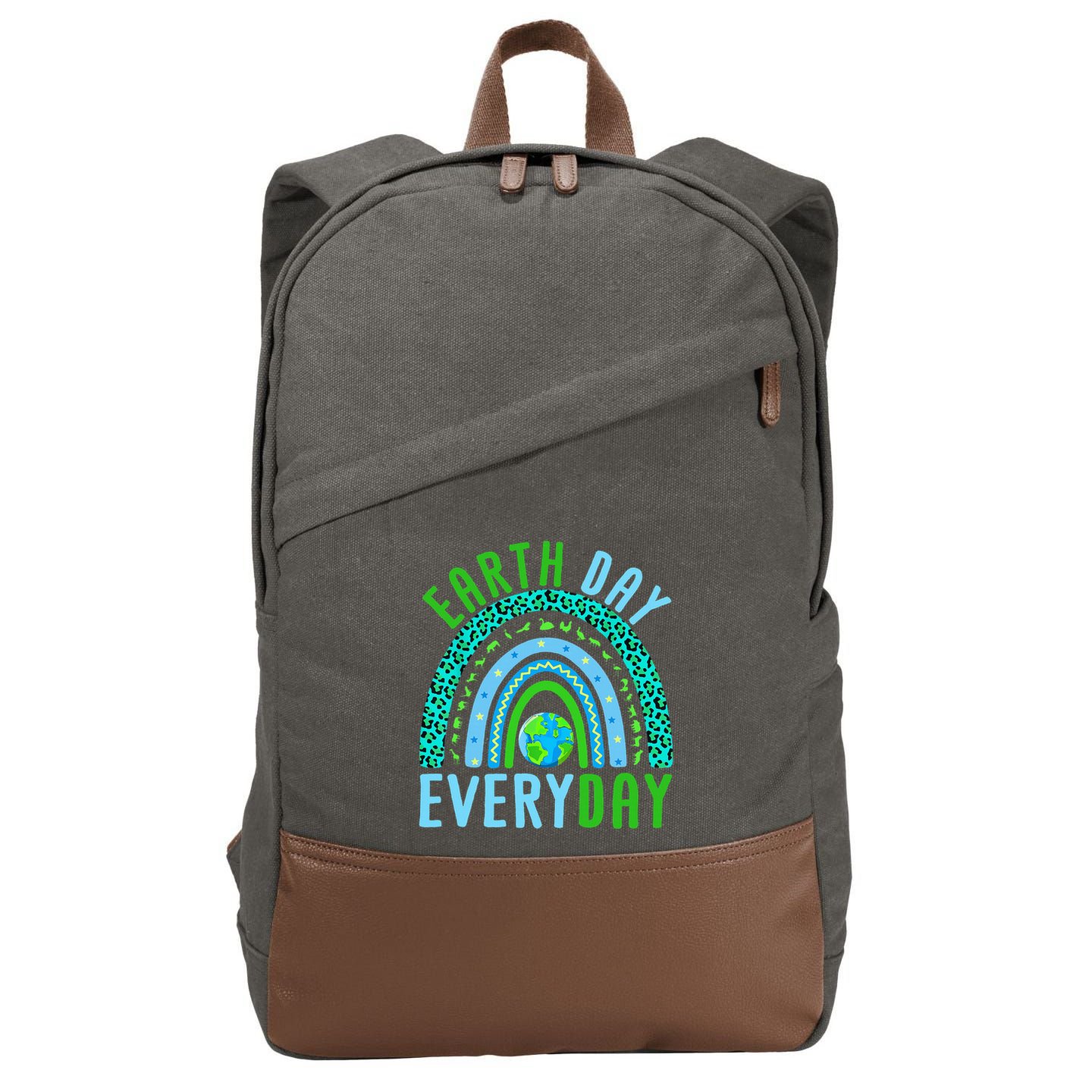 Earth Day Everyday Rainbow Design Earth Day Cotton Canvas Backpack